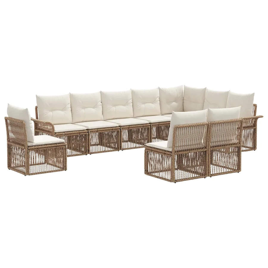 Ensemble de canapé de jardin 10 pcs Beige polyrotin - 2