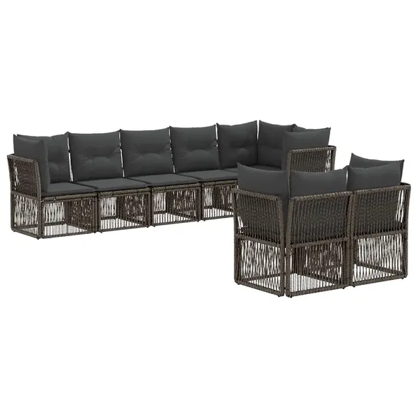 Ensemble de canapé de jardin 8 pcs Gris polyrotin