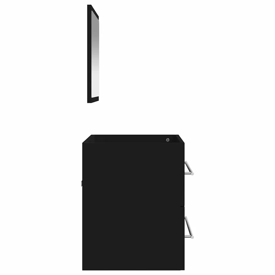 Armoire de salle de bain avec miroir noir bois d'ingénierie - 6