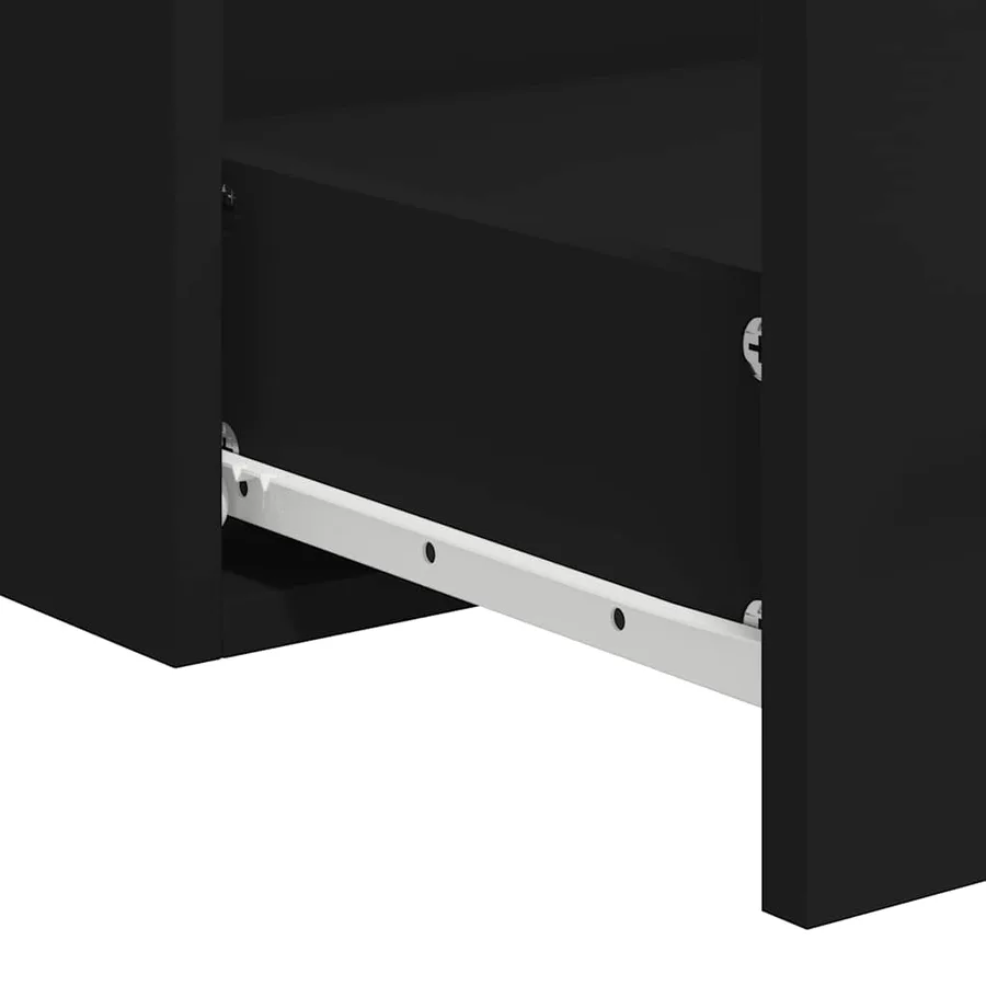 Armoire de salle de bain avec miroir noir bois d'ingénierie - 9