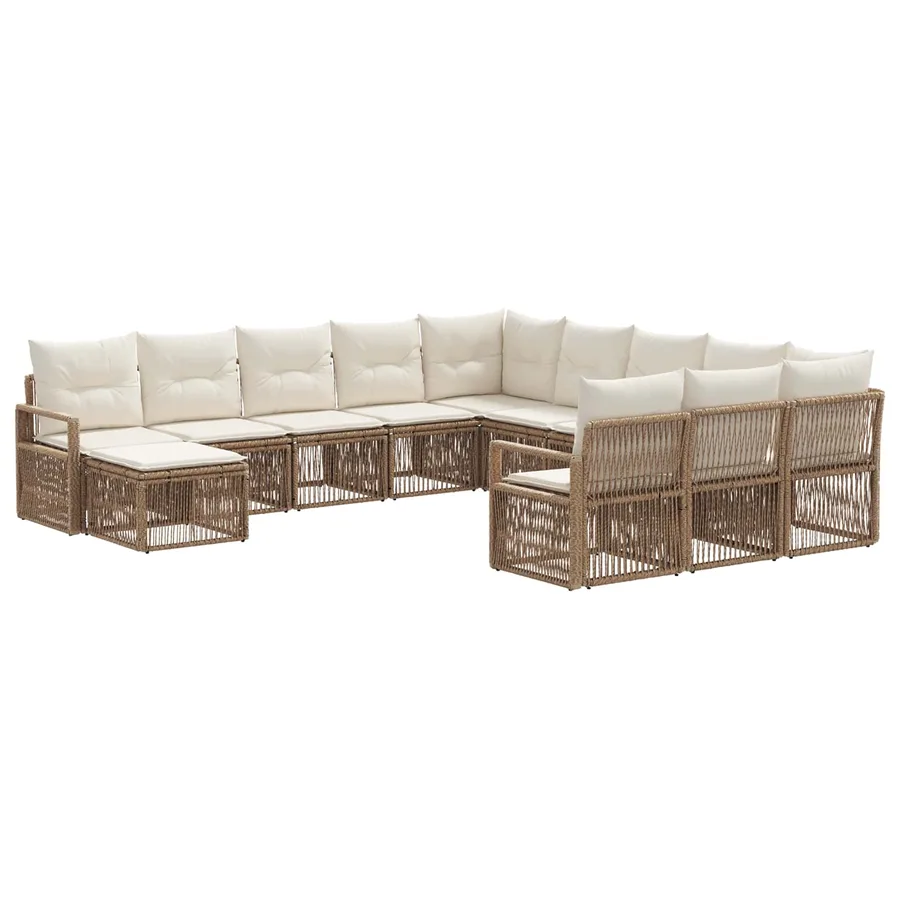 Ensemble de canapé de jardin 12 pcs Beige polyrotin - 2