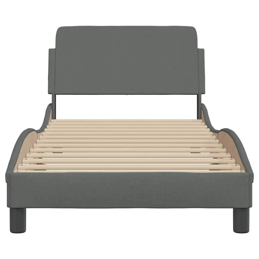 Cadre de lit Dover Gris foncé 90x190 cm tissu - 4
