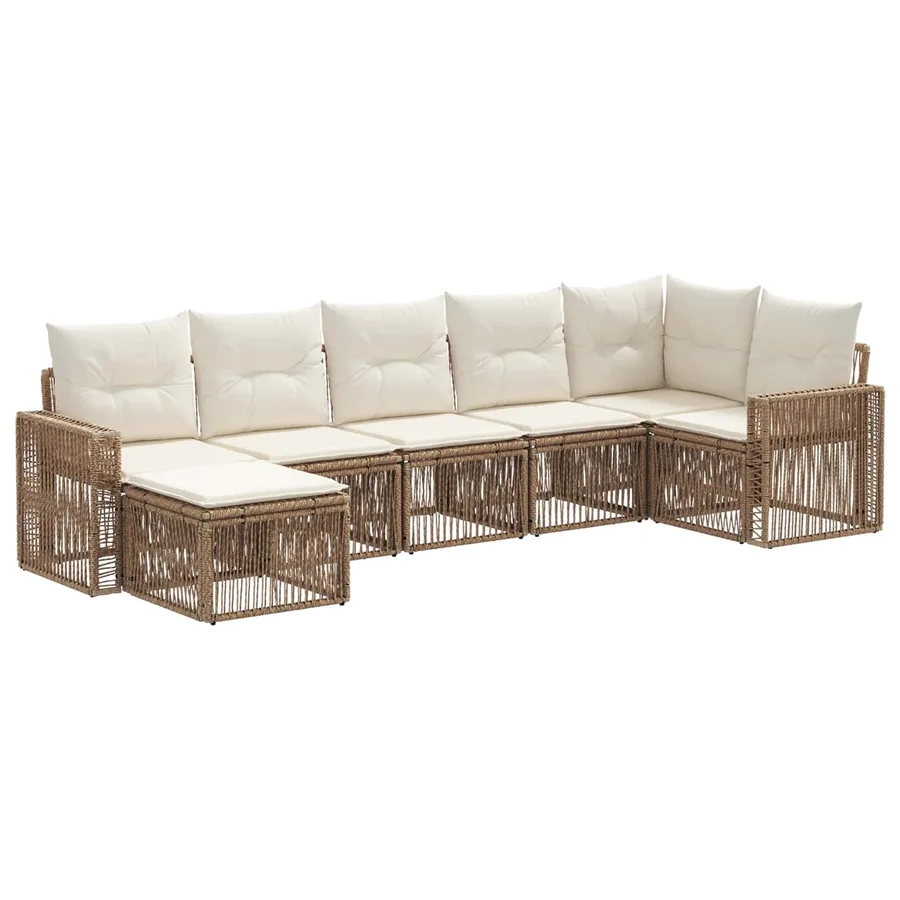 Ensemble de canapé de jardin 7 pcs Beige et blanc crème - 2