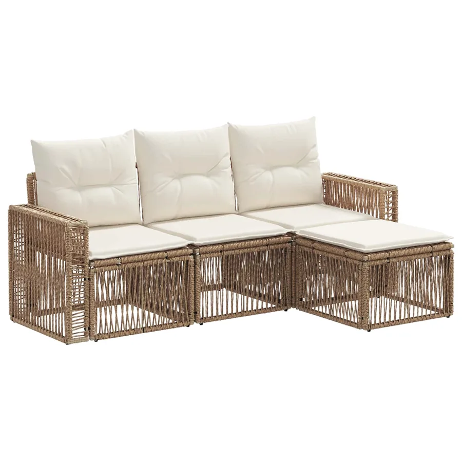 Ensemble de canapé de jardin 4 pcs Beige et blanc crème - 2