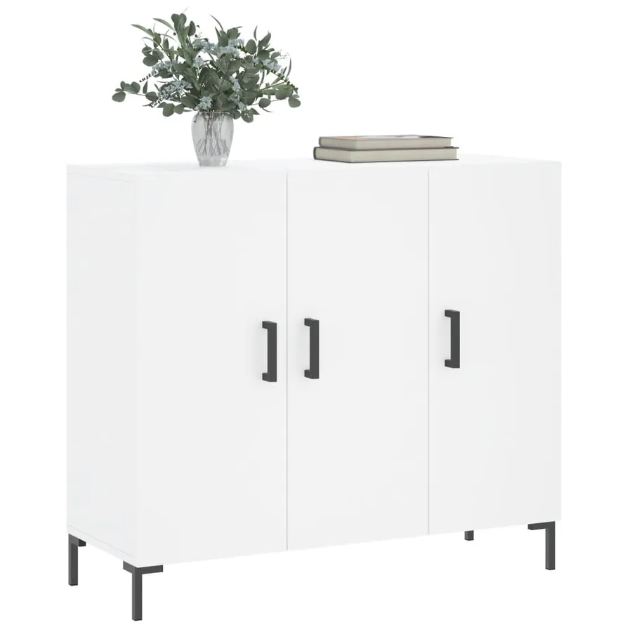 Buffet blanc 90x34x80 cm bois d'ingénierie - 3