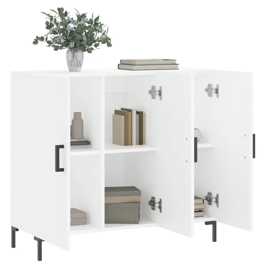 Buffet blanc 90x34x80 cm bois d'ingénierie - 4