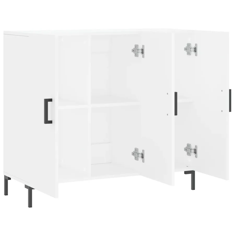Buffet blanc 90x34x80 cm bois d'ingénierie - 5