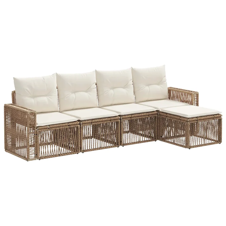 Ensemble de canapé de jardin 5 pcs Beige et blanc crème - 2