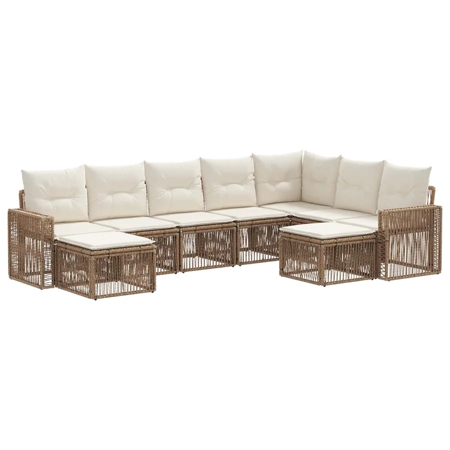 Ensemble de canapé de jardin 9 pcs Beige et blanc crème - 2