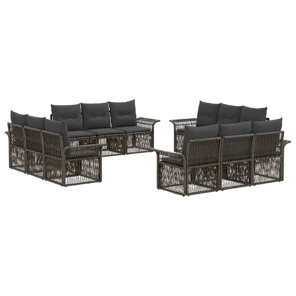 Ensemble de canapé de jardin 12 pcs Gris polyrotin