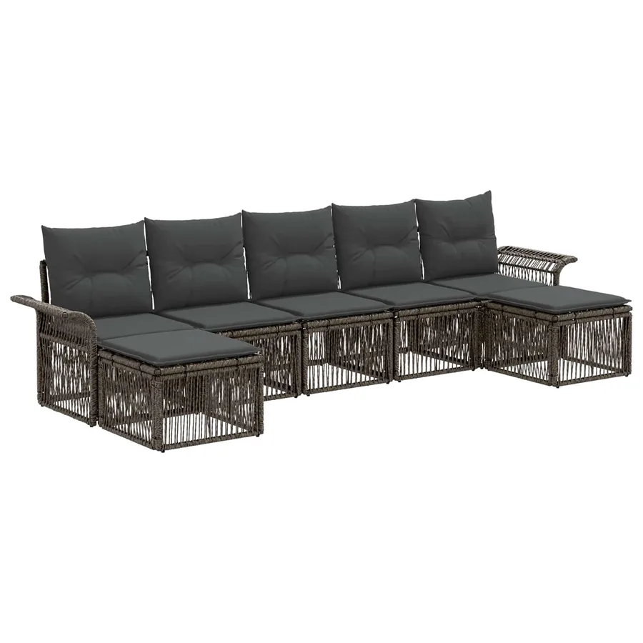 Ensemble de canapé de jardin 7 pcs Gris polyrotin - 2