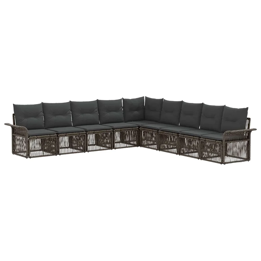 Ensemble de canapé de jardin 9 pcs Gris polyrotin - 2