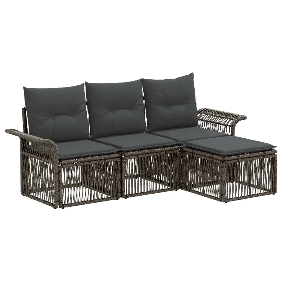 Ensemble de canapé de jardin 4 pcs Gris polyrotin - 2
