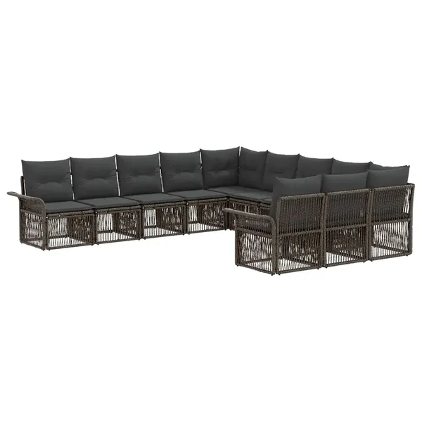 Ensemble de canapé de jardin 11 pcs Gris polyrotin