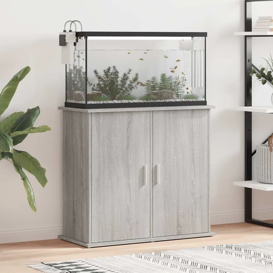 Support pour aquarium sonoma gris 81x36x73 cm bois d'ingénierie