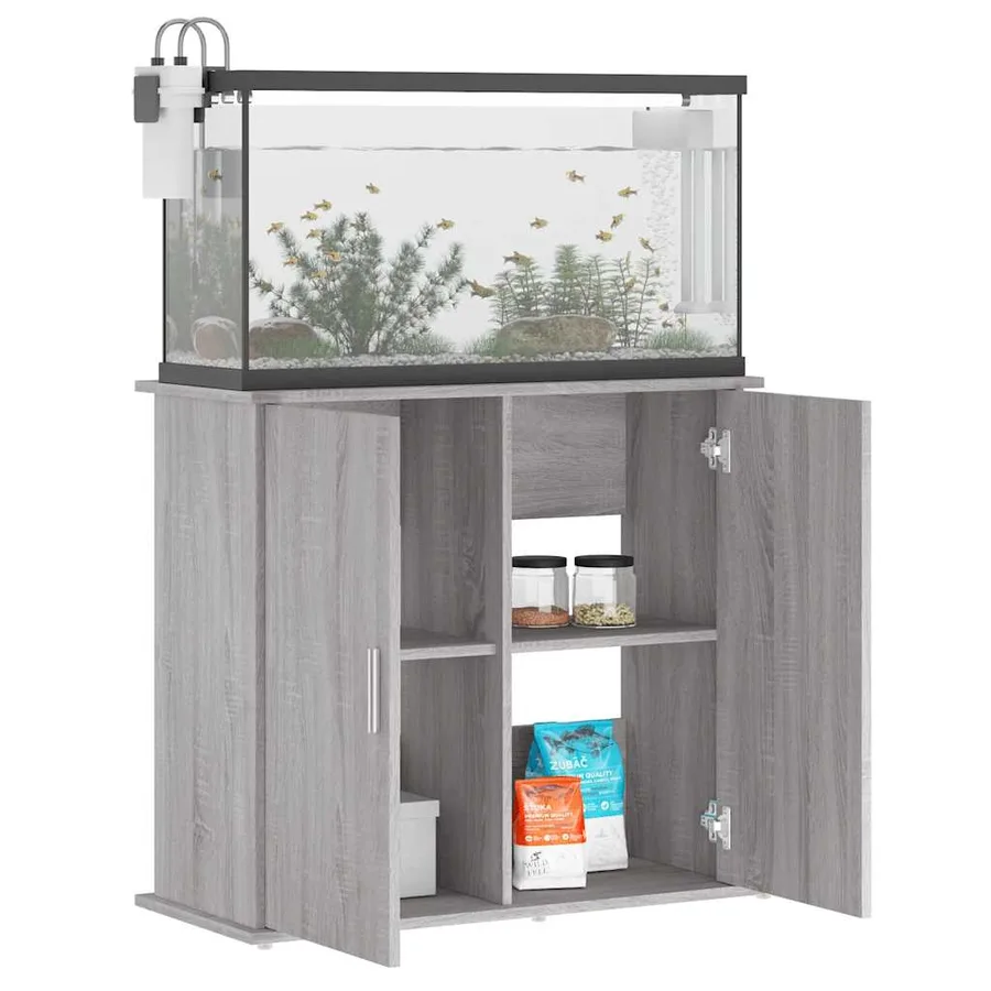 Support pour aquarium sonoma gris 81x36x73 cm bois d'ingénierie - 3
