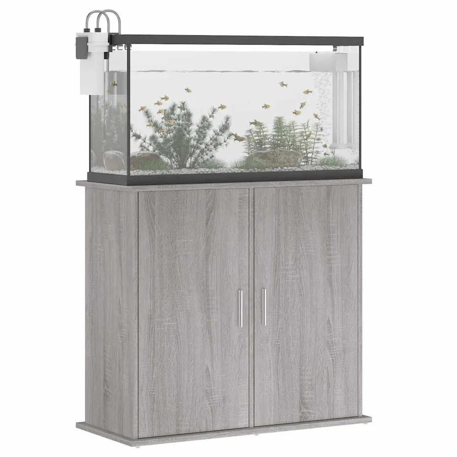 Support pour aquarium sonoma gris 81x36x73 cm bois d'ingénierie - 4