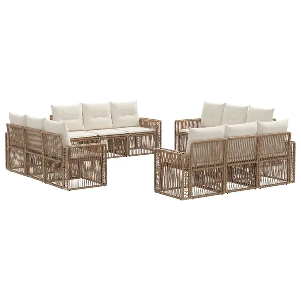 Ensemble de canapé de jardin 12 pcs Beige et blanc crème