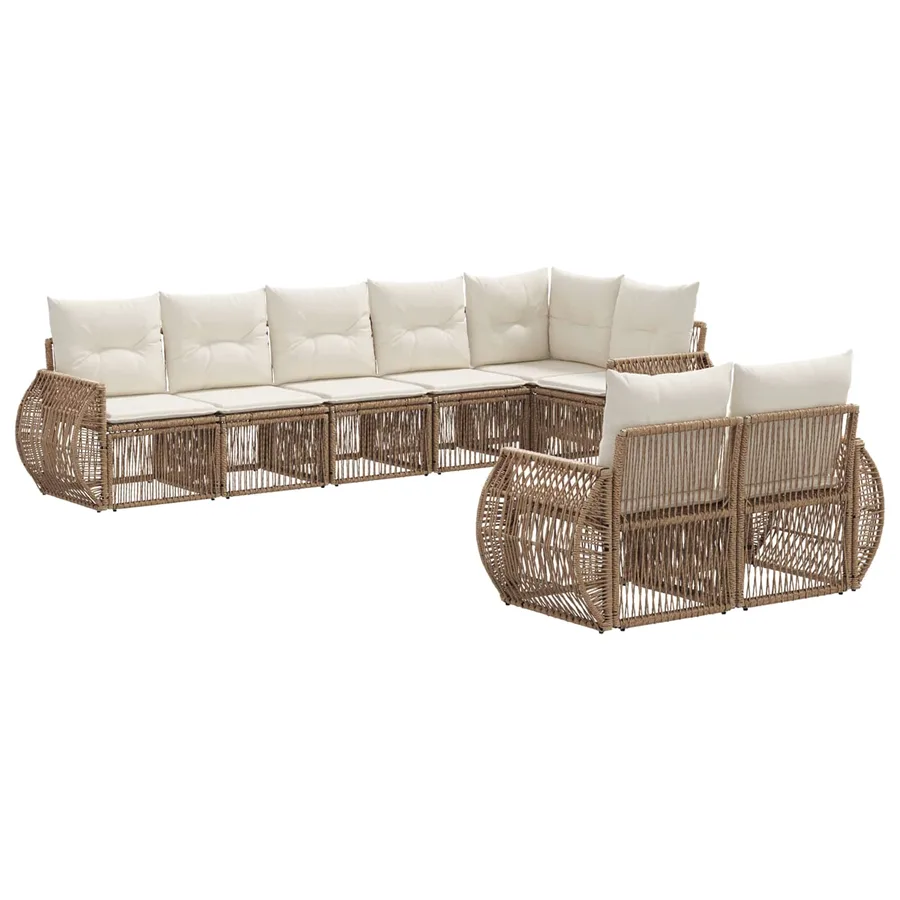 Ensemble de canapé de jardin 8 pcs Beige et blanc crème - 2