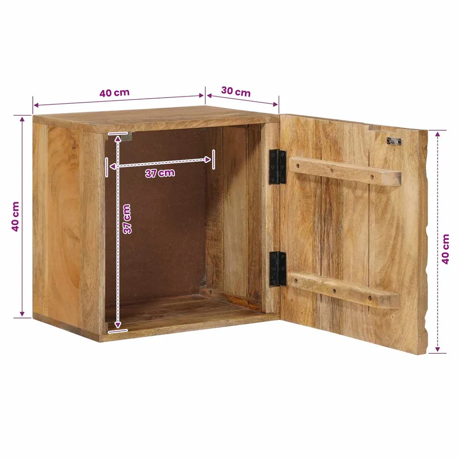 Table de chevet faite main Marron Teck 40x30x40 cm - 12