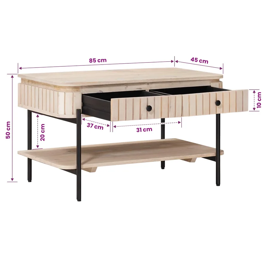 Table basse faite main Blanc 85 x 45 x 50 cm - 13