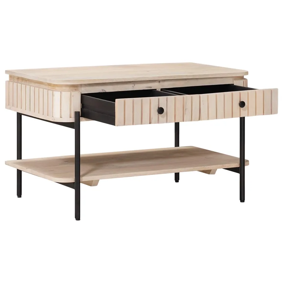 Table basse faite main Blanc 85 x 45 x 50 cm - 2