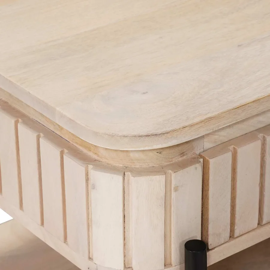 Table basse faite main Blanc 85 x 45 x 50 cm - 8