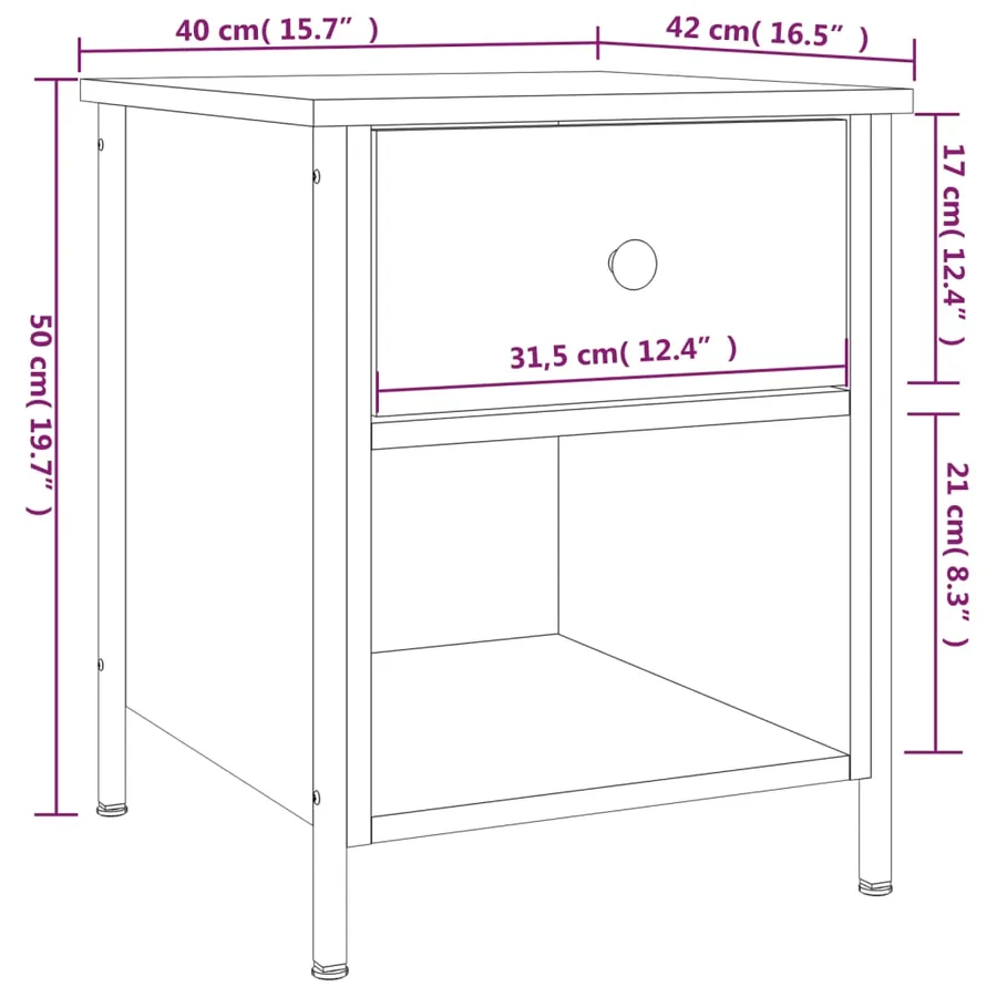 Table de chevet sonoma gris 40x42x50 cm bois d'ingénierie - 11