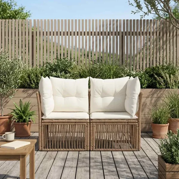 Canapé de jardin 2-Nombre de places Beige polyrotin