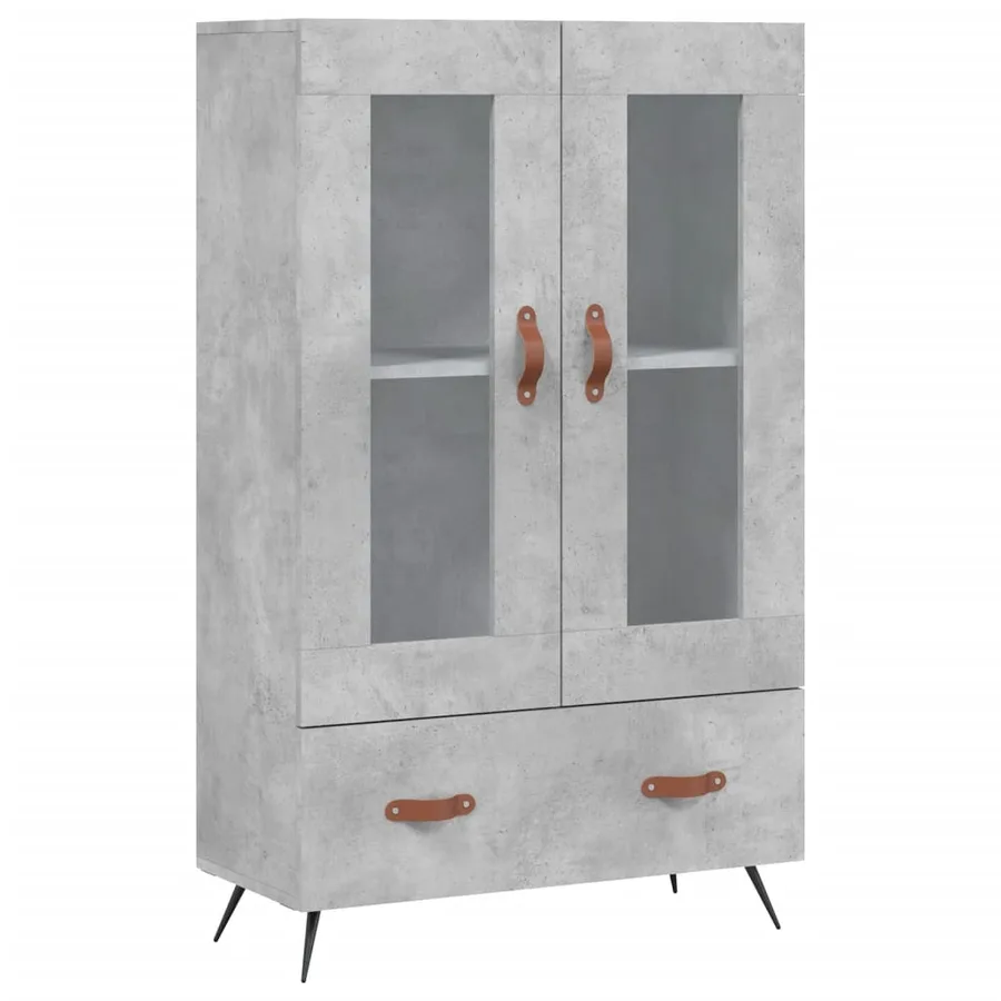 Buffet haut gris béton 69,5x31x115 cm bois d'ingénierie - 2