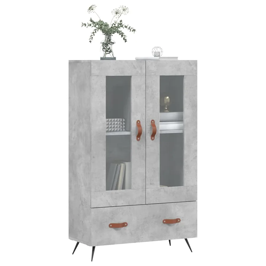 Buffet haut gris béton 69,5x31x115 cm bois d'ingénierie - 3