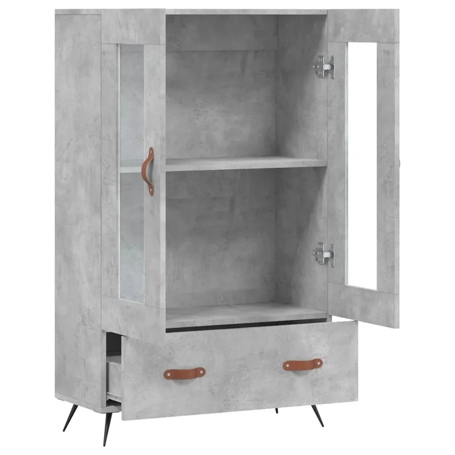Buffet haut gris béton 69,5x31x115 cm bois d'ingénierie - 5