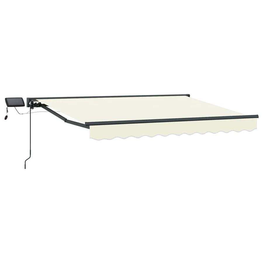 Cadre de store manuel avec LEDs Crème et Anthracite 3,5 x 2,5 m - 2