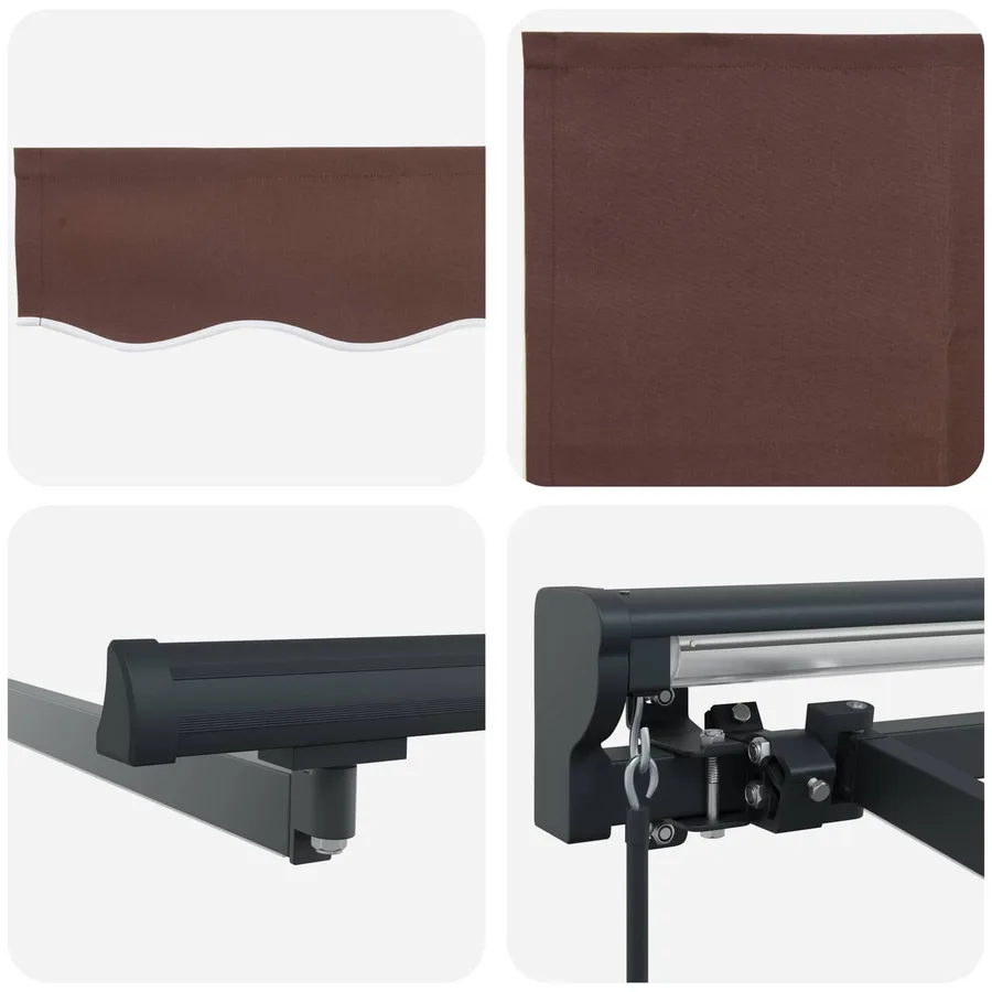Cadre de store manuel avec LEDs Marron et anthracite 2,5 x 2 m - 9