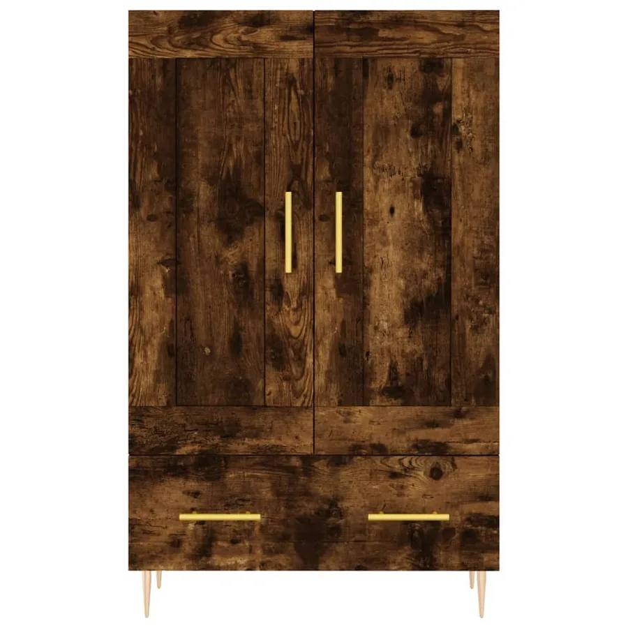 Buffet haut chêne fumé 69,5x31x115 cm bois d'ingénierie - 5