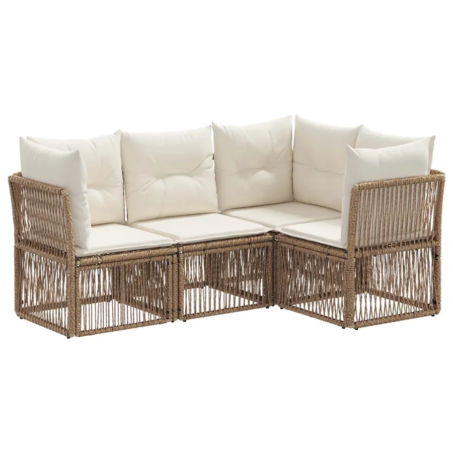 Ensemble de canapé de jardin 4 pcs Beige polyrotin - 2
