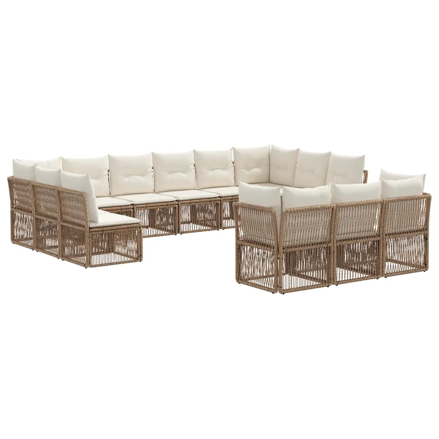 Ensemble de canapé de jardin 13 pcs Beige polyrotin
