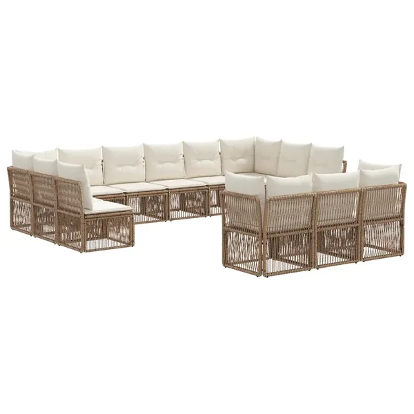 Ensemble de canapé de jardin 13 pcs Beige polyrotin