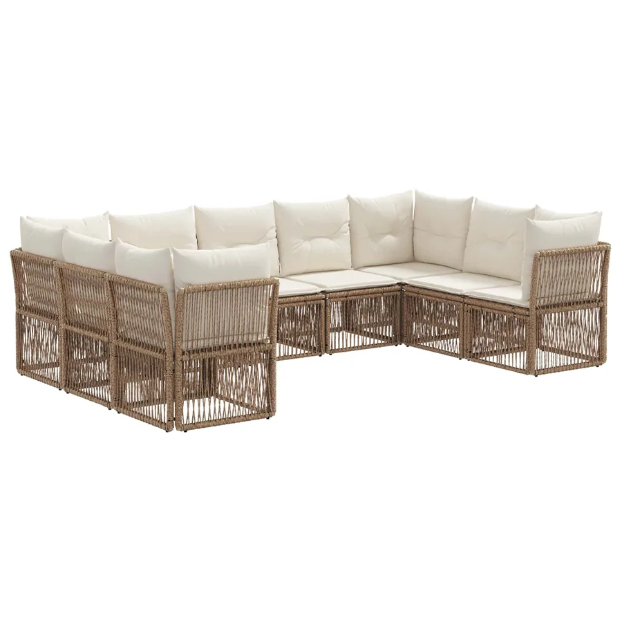 Ensemble de canapé de jardin 9 pcs Beige polyrotin - 2