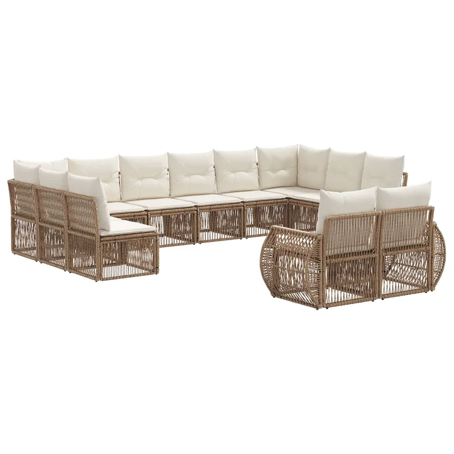 Ensemble de canapé de jardin 12 pcs Beige et blanc crème - 2