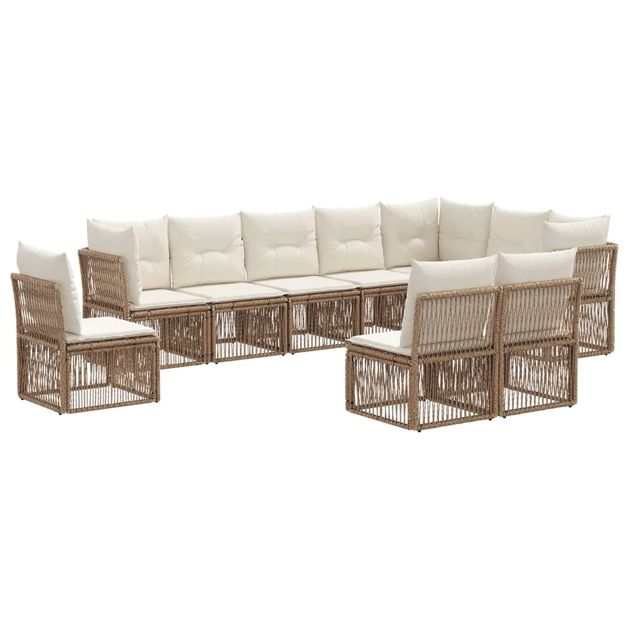 Ensemble de canapé de jardin 10 pcs Beige polyrotin - 2