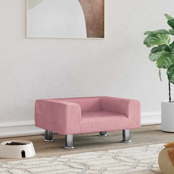 Lit pour chien rose 50x40x26,5 cm velours