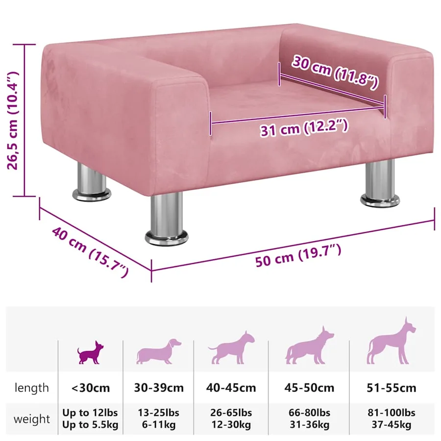Lit pour chien rose 50x40x26,5 cm velours - 7