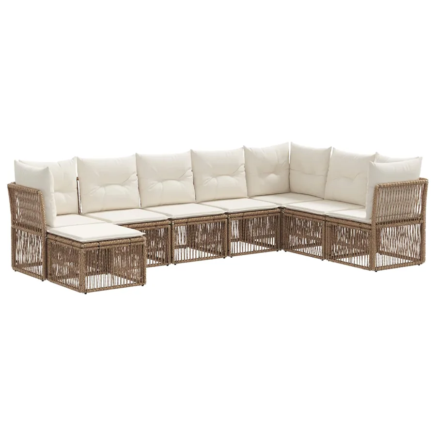 Ensemble de canapé de jardin 8 pcs Beige polyrotin - 2