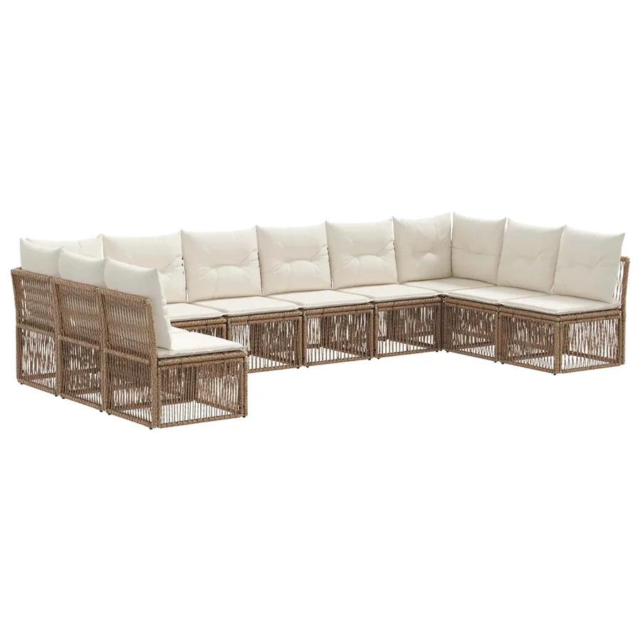Ensemble de canapé de jardin 10 pcs Beige polyrotin - 2