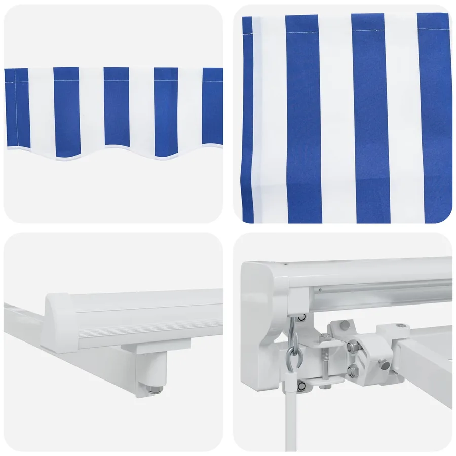 Auvent rétractable manuel Bleu et Blanc 4 × 3 m - 7