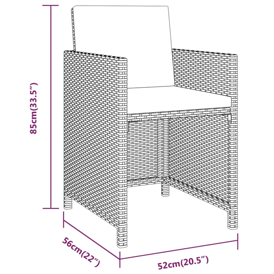 Ensemble à manger de jardin 3 pcs avec coussins Gris - 10