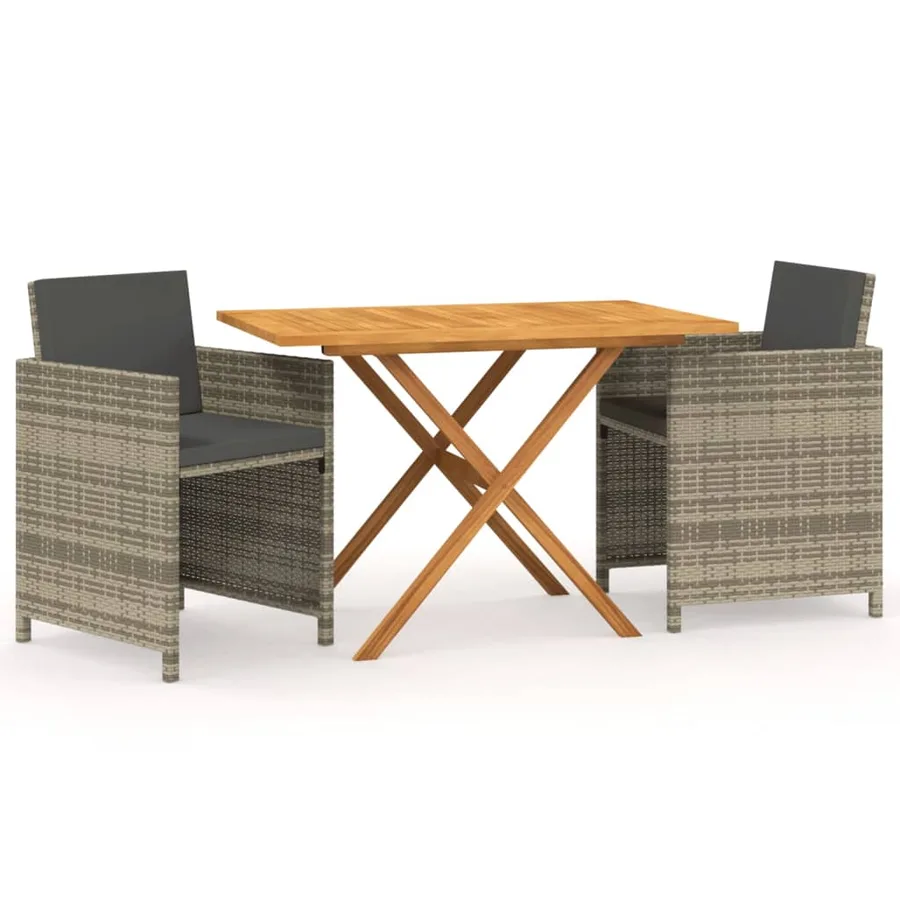 Ensemble à manger de jardin 3 pcs avec coussins Gris - 2