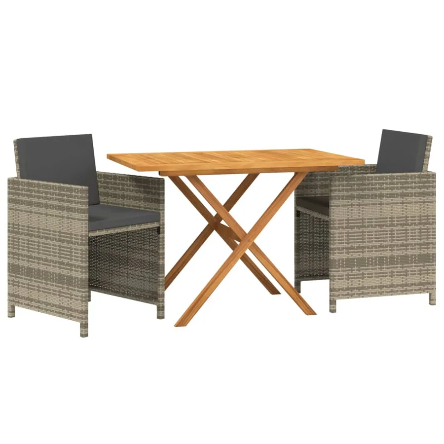 Ensemble à manger de jardin 3 pcs avec coussins Gris - 3