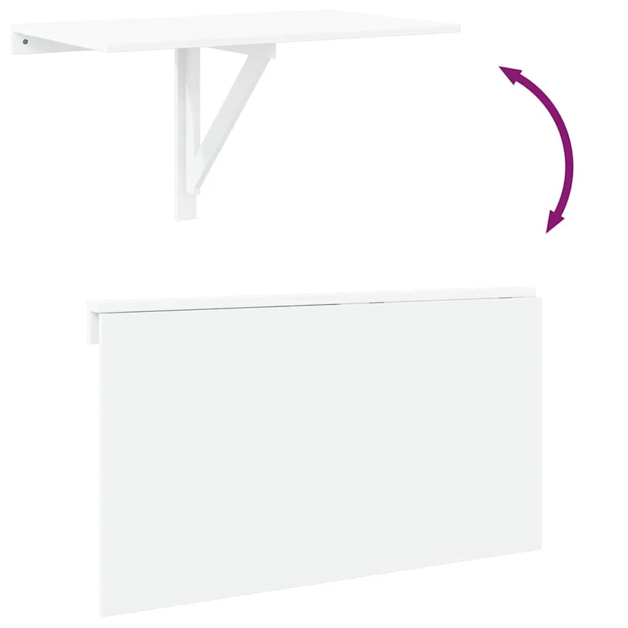Table murale pliable Blanc brillant 100x60x56cm Bois ingénierie - 8